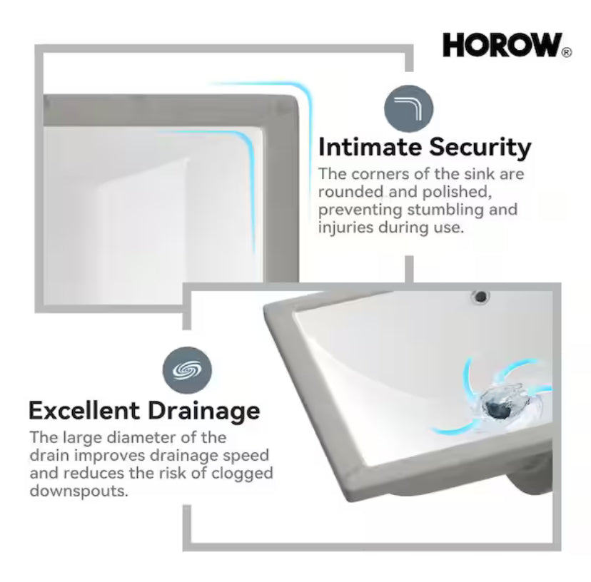 23-5/8 in. Rectangular Glazed Ceramic Undermount Bathroom Vanity Sink in White with Overflow Drain