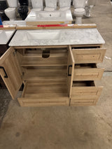 Tobana 42 in. W x 19 in. D x 34.5 in. H Bath Vanity in Weathered Tan with White Cultured Marble Top