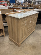 Doveton 48 in. W x 19 in. D x 34.50 in. H Freestanding Vanity in Weathered Tan with White Engineered Stone Top