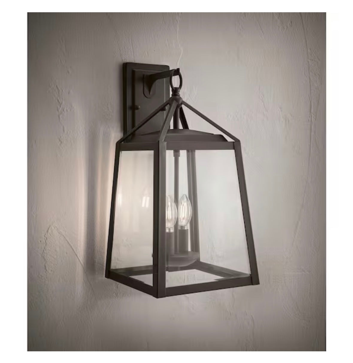 Blakeley 19.25 in. Transitional 2-Light Black Outdoor Wall Light Fixture Sconce with Clear Beveled Glass