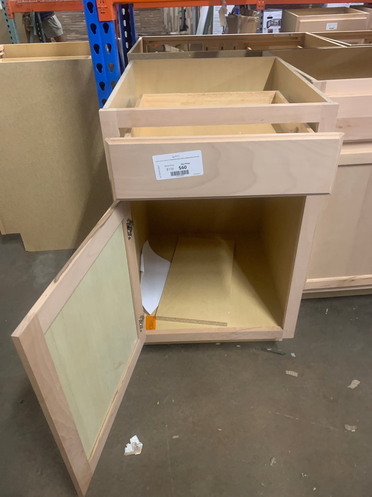 21 in. W x 24 in. D x 34.5 in. H Assembled Base Kitchen Cabinet in Unfinished with Recessed Panel