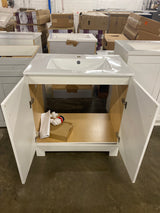 Everdean 31 in. W x 19 in. D x 34 in. H Single Sink Freestanding Bath Vanity in White with White Cultured Marble Top