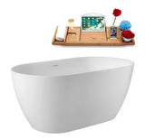 51 in. x 28 in. Acrylic Freestanding Soaking Bathtub in Glossy White With Brushed Nickel Drain