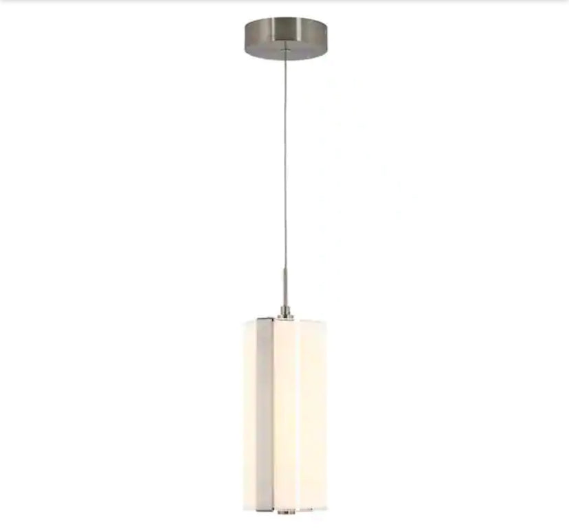 Subway Round 12-Watt 1 Light Chrome Modern Integrated LED Mini Pendant Light Fixture for Kitchen Island