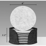 4 in. Dia Round Black Felt Coasters with Holder (Set of 8)