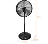 20 in. Oscillating Pedestal Fan with Adjustable Height in Black