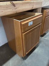 Hampton 24 in. W x 24 in. D x 34.5 in. H Assembled Base Kitchen Cabinet in Medium Oak with Drawer Glides