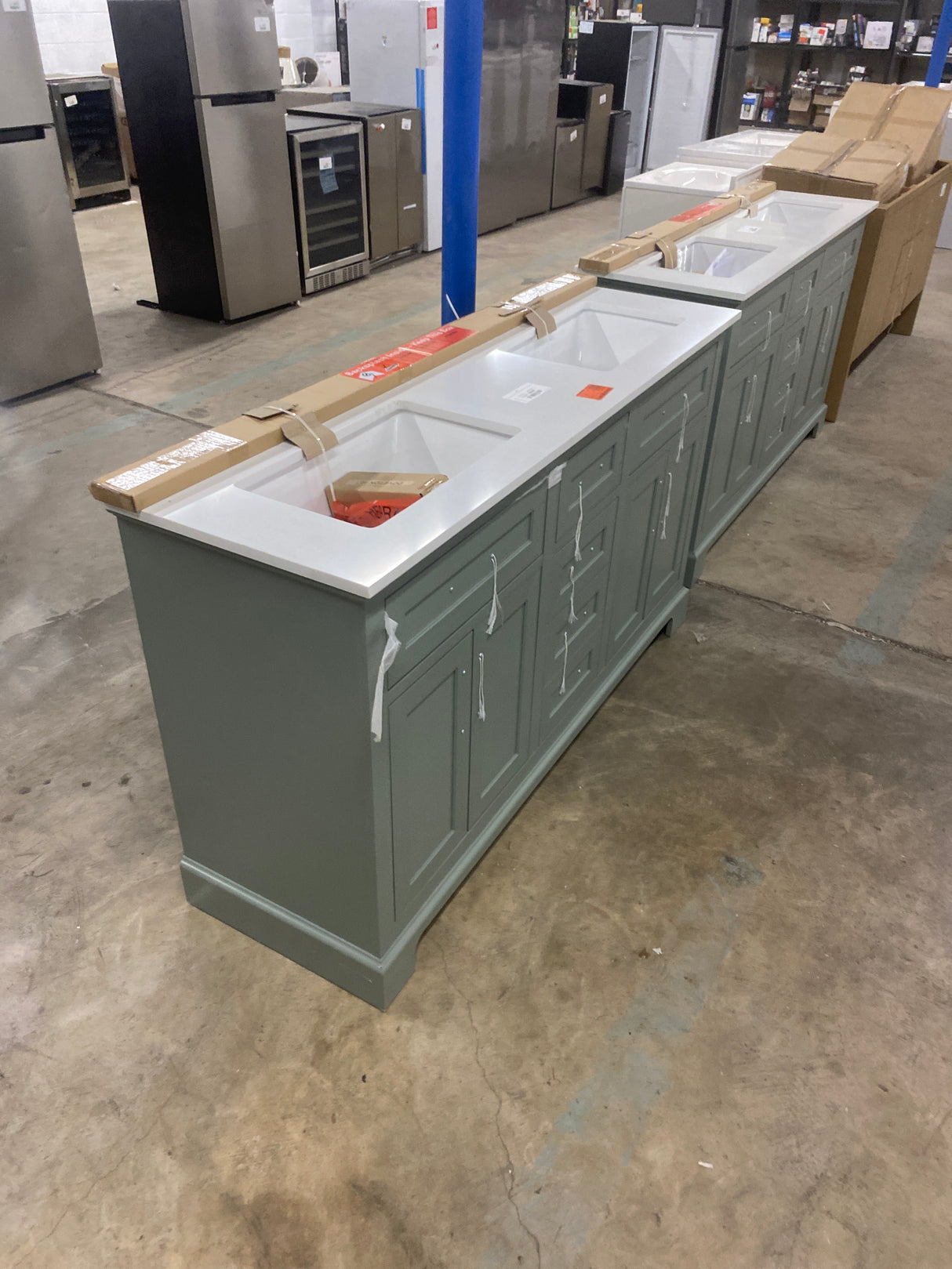 Doveton 60 in. Double Sink Sage Green Bath Vanity with White Engineered Stone Top (Assembled)