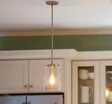 Mullins 6.75 in. 1-Light Brushed Nickel Mini Pendant with Clear Glass Shade