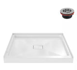 DT-2206-77 36 in. x 36 in. Alcove PP Shower Pan Base in Glossy White with Center Drain, Drain Included