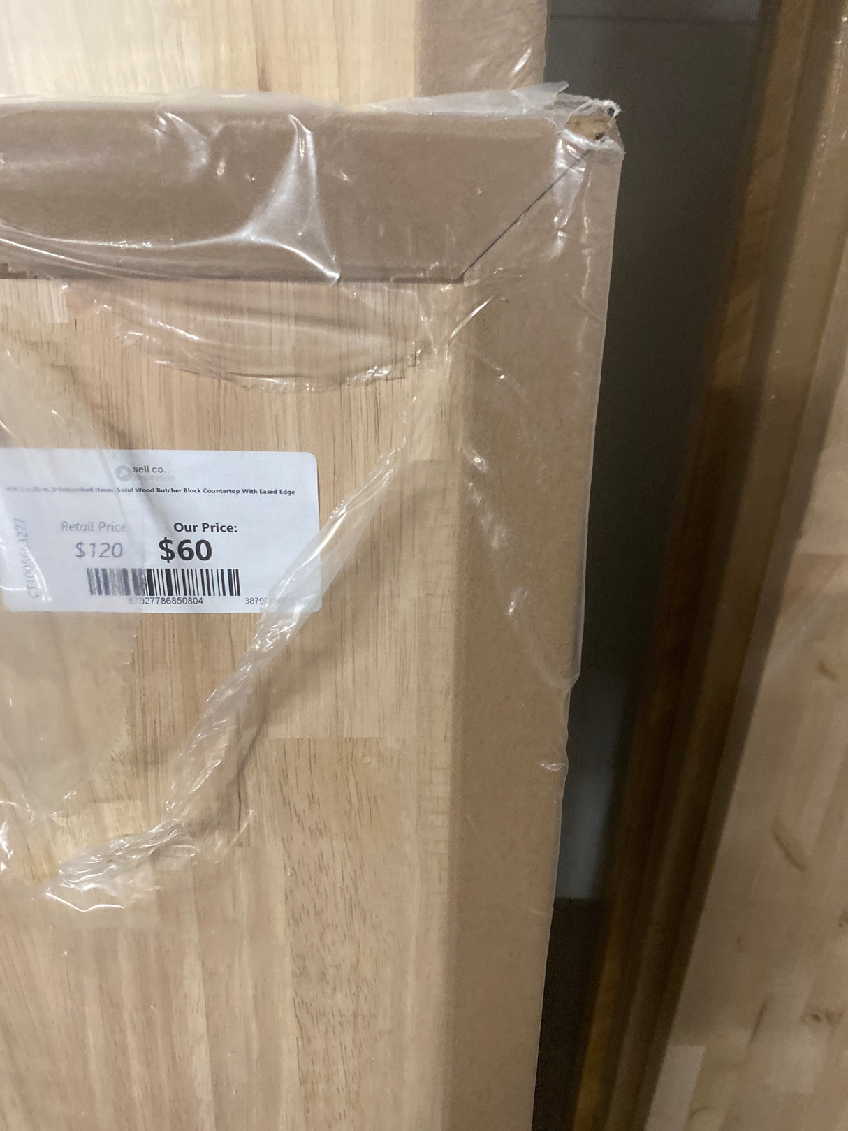 4 ft. L x 25 in. D Unfinished Hevea Solid Wood Butcher Block Countertop With Eased Edge