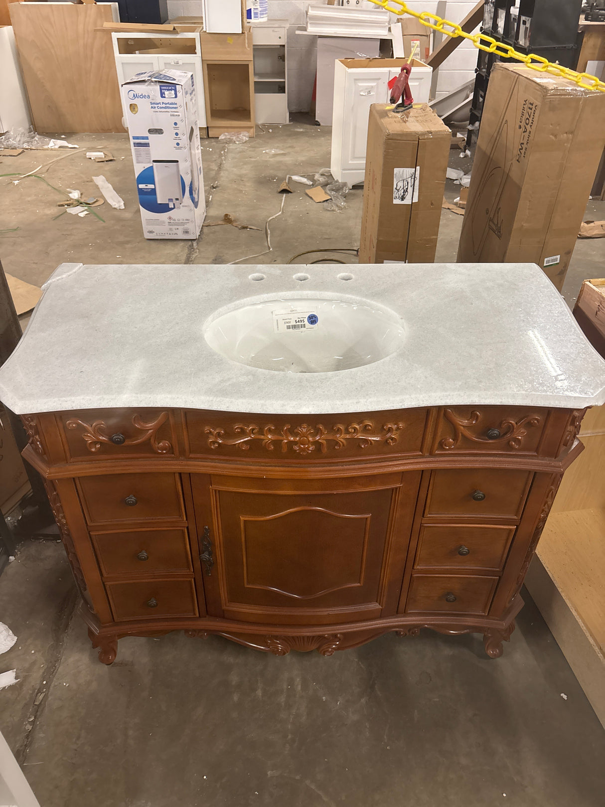 Winslow 45 in. W x 22 in. D x 35 in. H Single Sink Freestanding Bath Vanity in Antique Cherry with White Porcelain Top