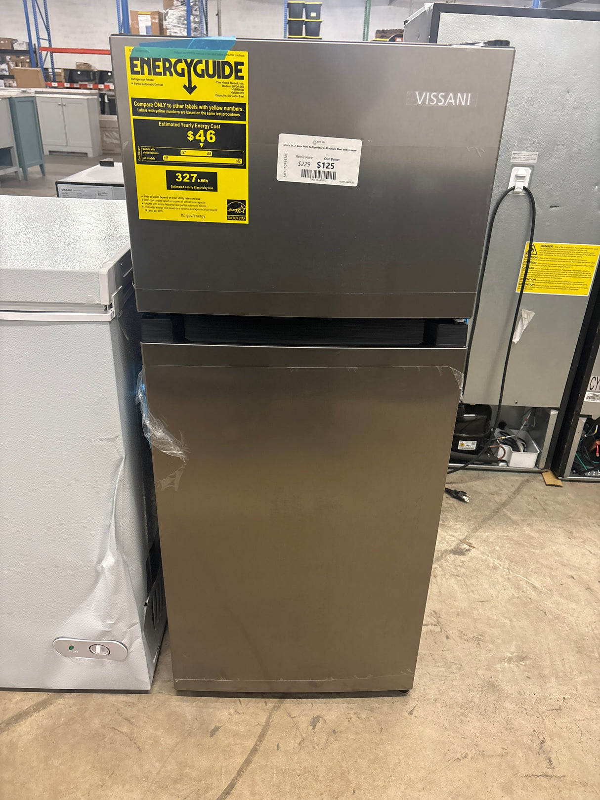 4.5 cu. ft. 2-Door Mini Refrigerator in Platinum Steel with Freezer