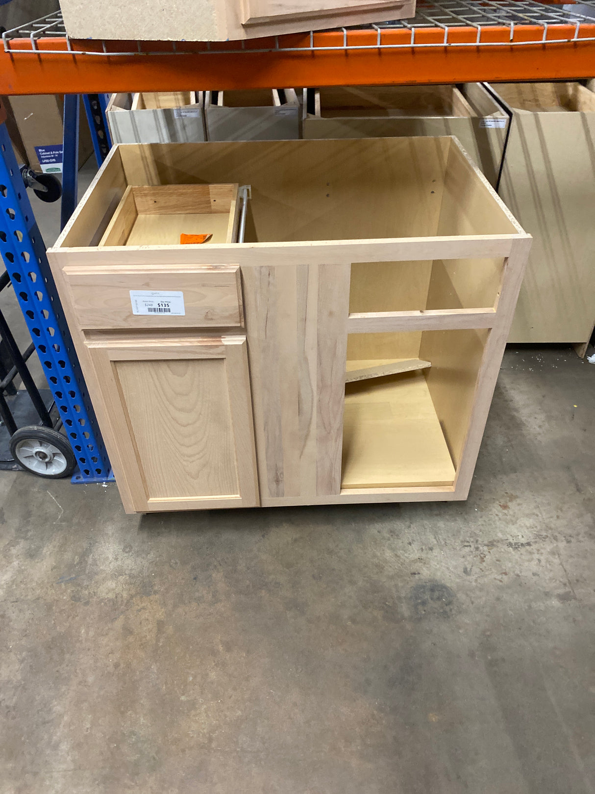 36 in. W x 24 in. D x 34.5 in. H Assembled Blind Corner Base Kitchen Cabinet in Unfinished with Recessed Panel