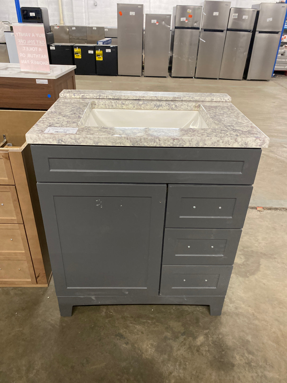 Thornbriar 30 in. W x 22 in. D x 34 in. H Bath Vanity Cabinet with Everest Top in Cement