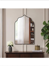 Medium Ornate Arched Champagne Classic Accent Mirror (35 in. H x 24 in. W)