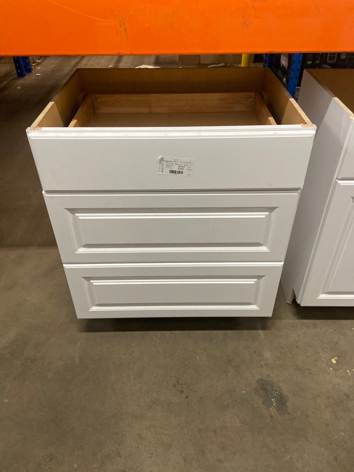 Hampton 36 in. W x 24 in. D x 34.5 in. H Assembled Drawer Base Kitchen Cabinet in Satin White with Full Extension Glides