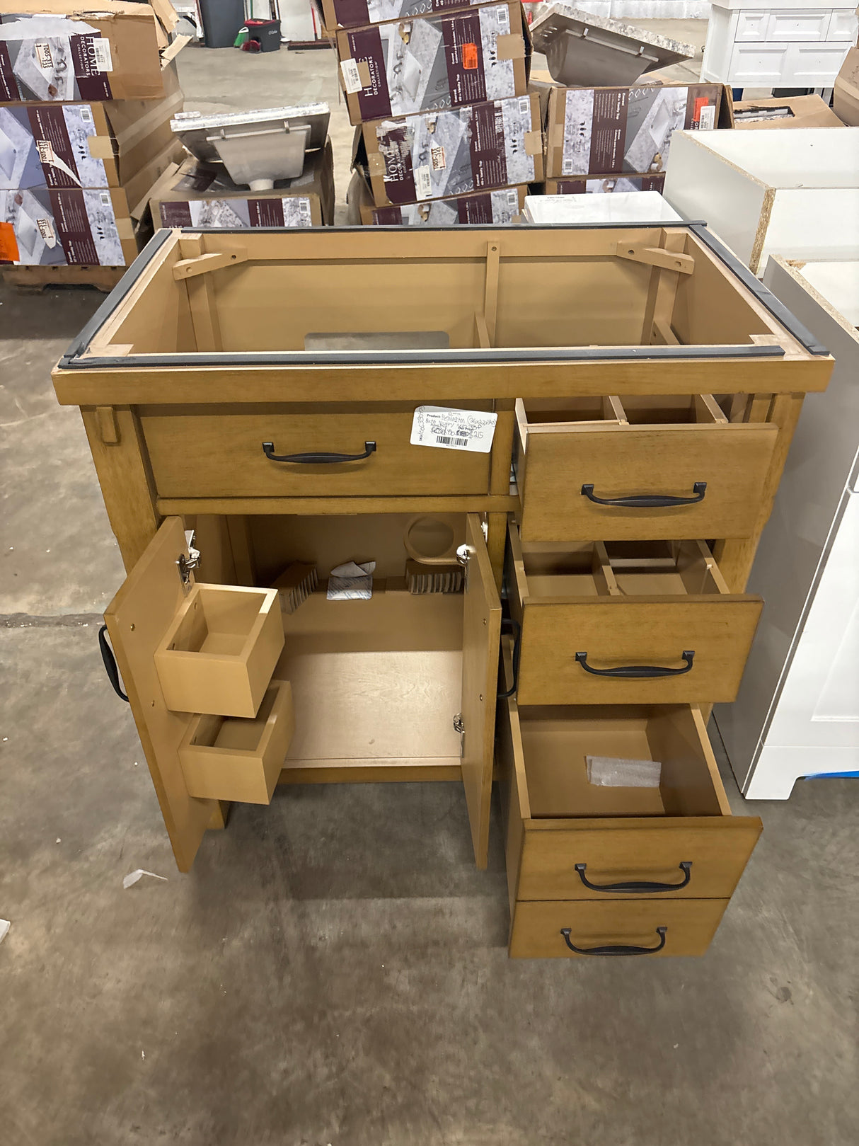 Bellington 36 in. W x 22 in. D x 34.5 in. H Bath Vanity in Almond Toffee with White Engineered Stone Top