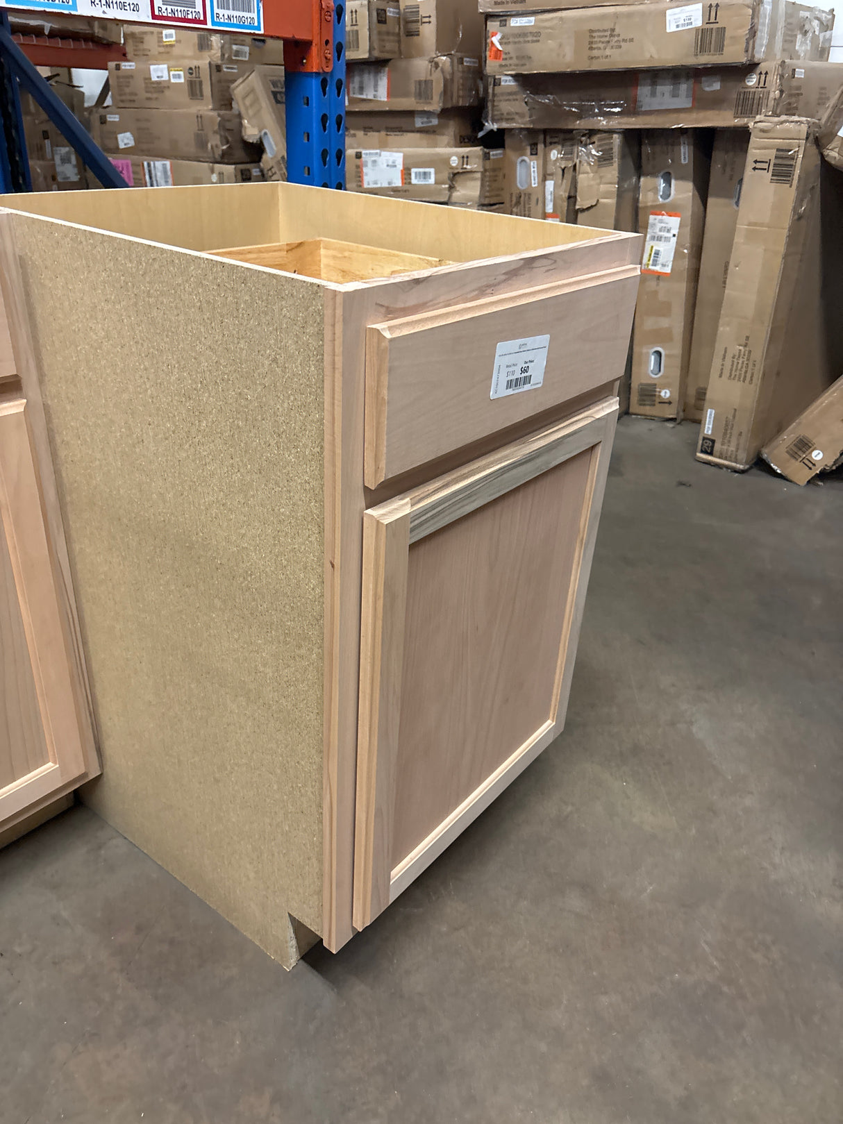 21 in. W x 24 in. D x 34.5 in. H Assembled Base Kitchen Cabinet in Unfinished with Recessed Panel