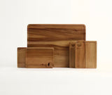 Atelier Acacia Wood Wine Appetizer Plate Set with Serving Tray-5-Piece Charcuterie & Cheese Board, Natural Brown