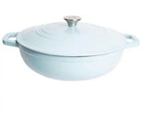 5 Qt. Round Cast Iron Dutch Oven Braiser in Light Blue Lid