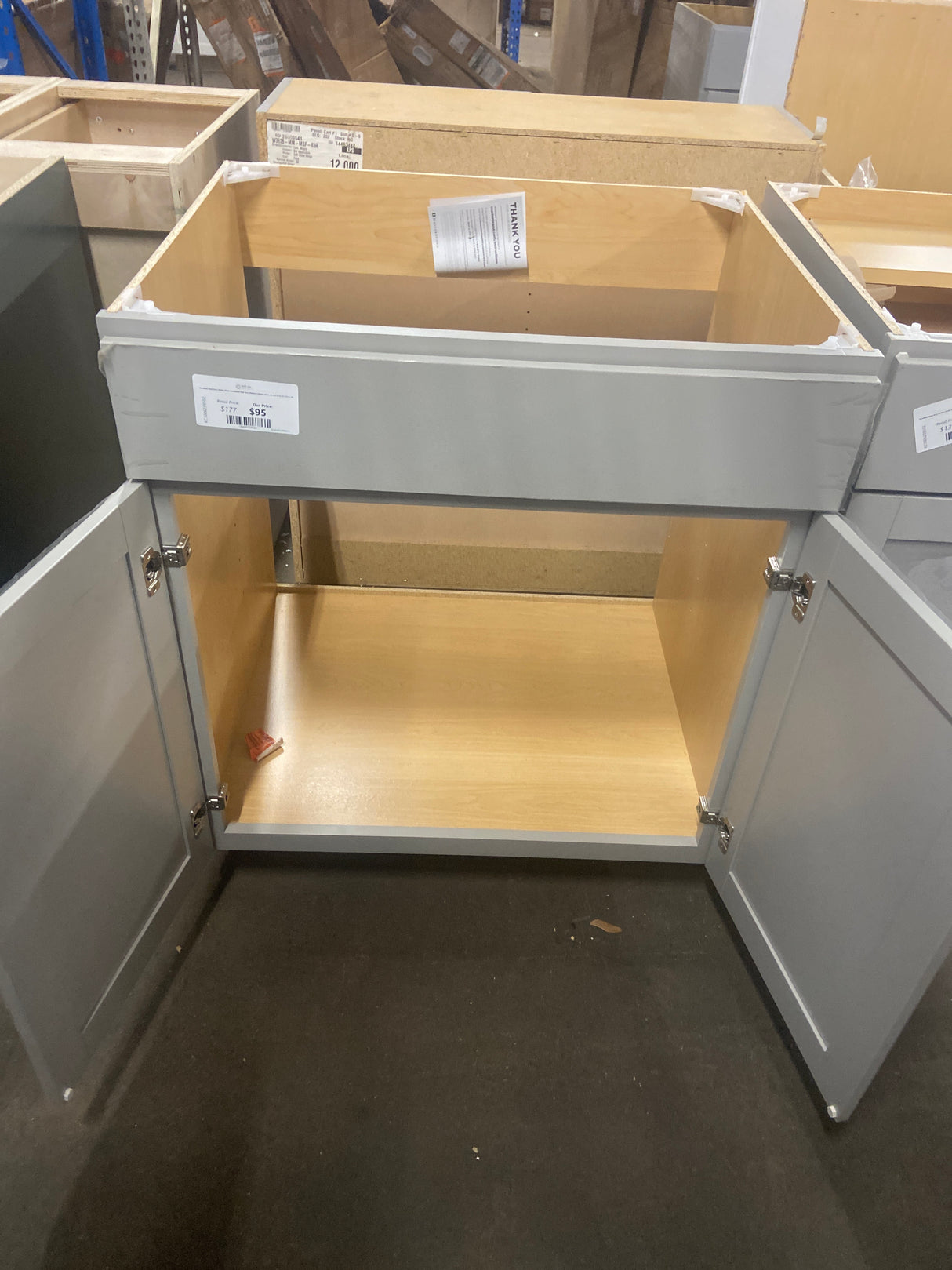 Westfield Dusk Gray Shaker Stock Assembled Sink Base Kitchen Cabinet (30 in. W x 23.75 in. D x 35 in. H)
