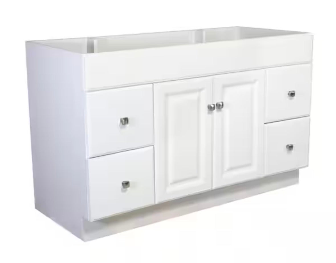 Wyndham 48 in. 2-Door 4-Drawer Bath Vanity Cabinet Only in Semi-Gloss White (Ready to Assemble)
