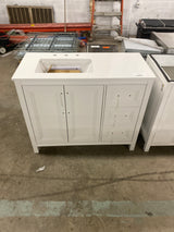 Korra 42 in. Single Sink Freestanding White Bath Vanity with White Engineered Stone Top (Assembled)