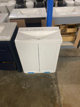 Penlee 25 in. Single Sink White Bath Vanity with White Cultured Marble Top (Assembled)