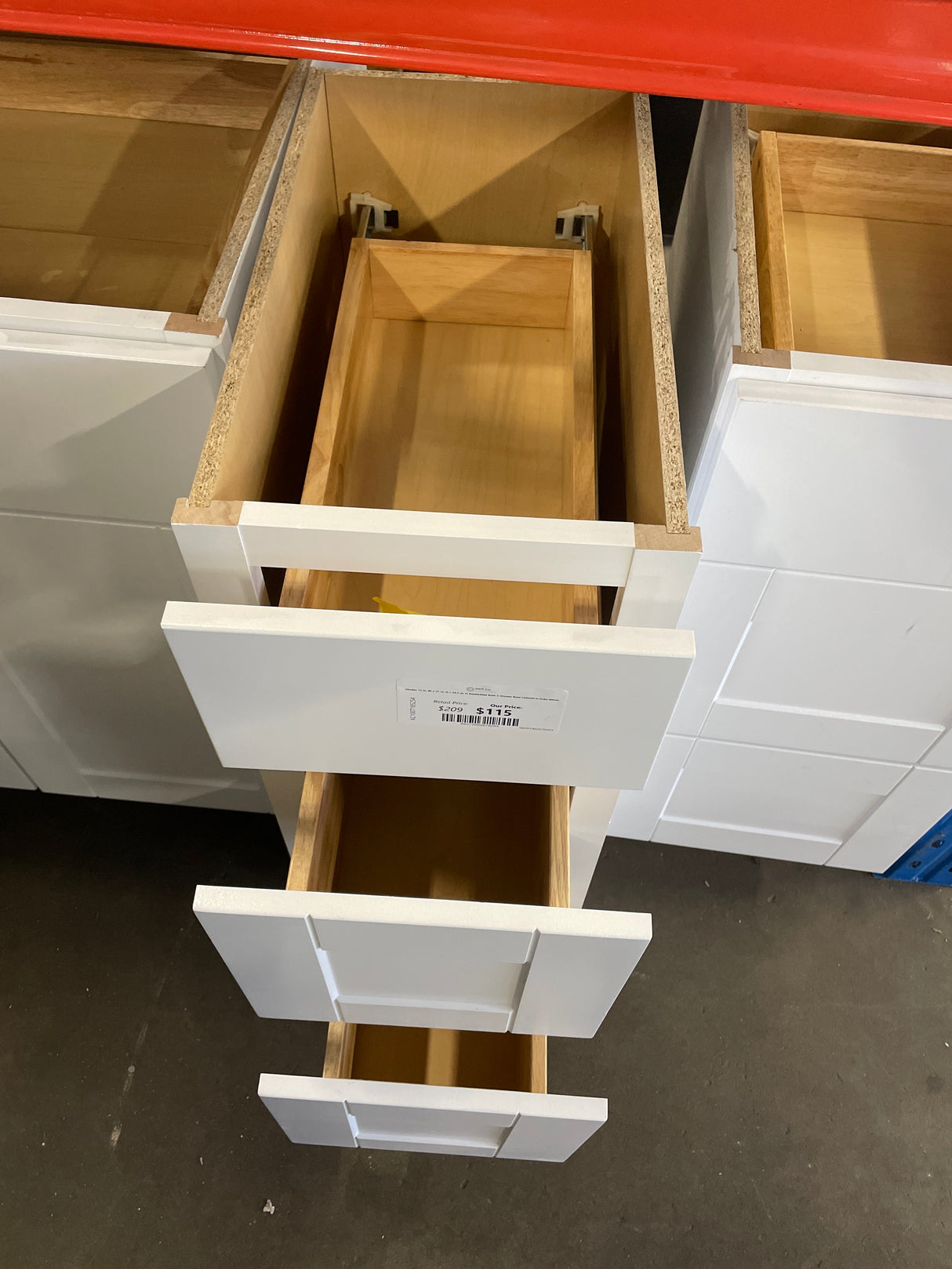 Shaker 12 in. W x 21 in. D x 34.5 in. H Assembled Bath 3-Drawer Base Cabinet in Satin White