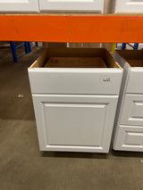 Hampton 24 in. W x 24 in. D x 34.5 in. H Assembled Base Kitchen Cabinet in Satin White with Drawer Glides
