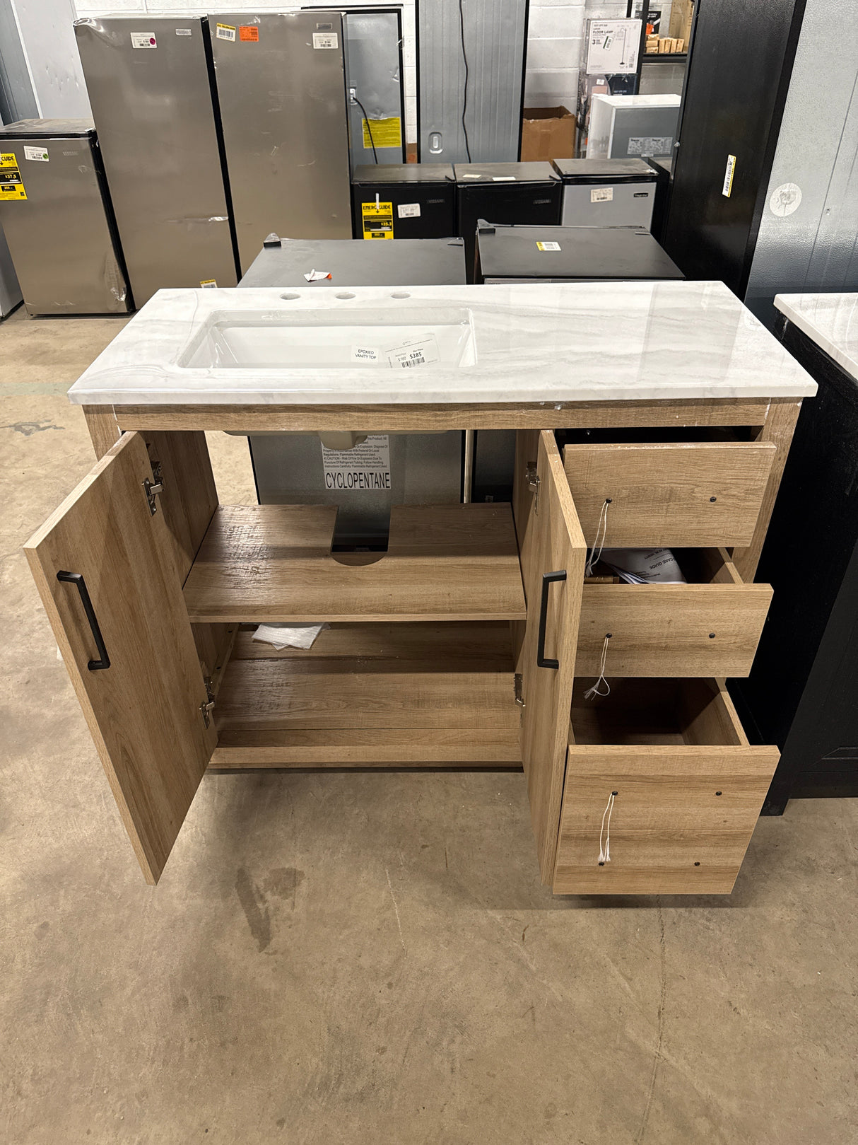 Huckleberry 42 in. W x 19 in. D x 34.5 in. H Bath Vanity in Natural Oak with White Cultured Marble Top