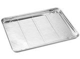 4-Piece Baking Sheets, Cooling Racks Set, Stainless Steel Cookie Pans, Non Toxic Heavy Duty Baking Trays with Racks