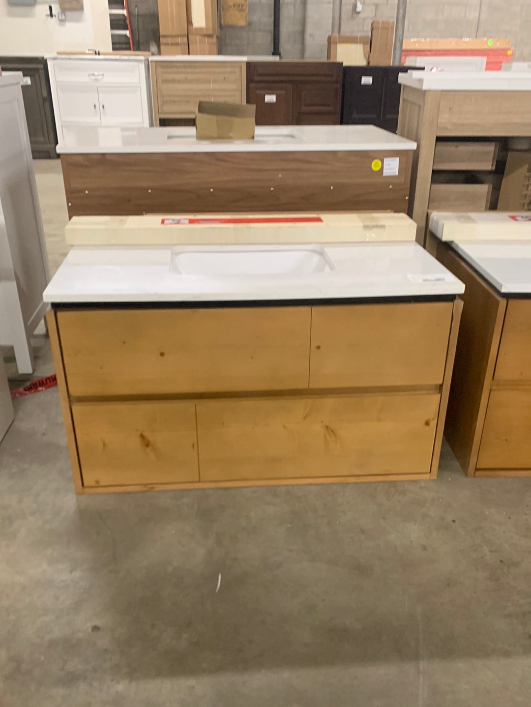 Ventford Reclaimed 36 in. Bath Vanity in Brushed Light Oak with Artificial Carrara Vanity Top with White Basin