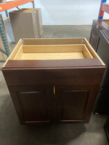 Hampton 30 in. W x 24 in. D x 34.5 in. H Assembled Base Kitchen Cabinet in Cognac with Drawer Glides