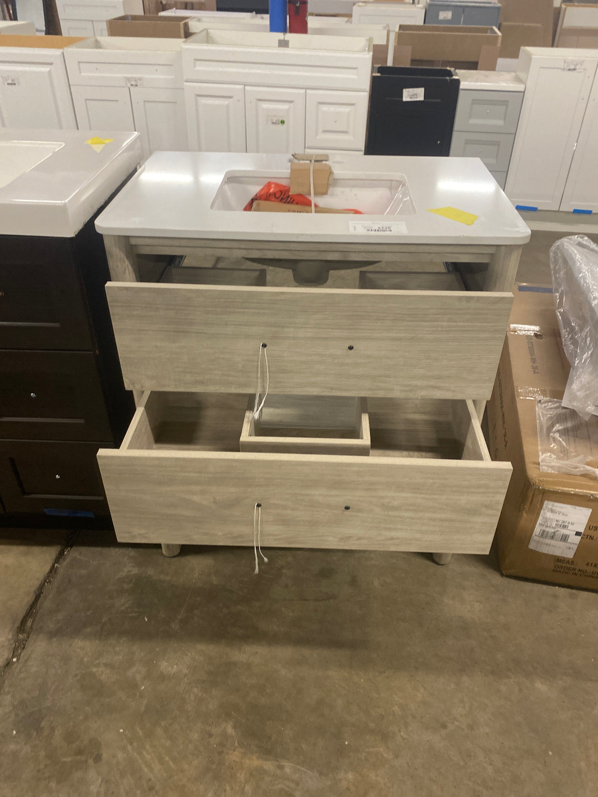 Camley 30 in. Single Sink Sandstorm Bath Vanity with White Engineered Stone Top (Assembled)