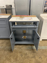 Hanna 30 in. Single Sink Spruce Blue Bath Vanity with White Engineered Stone Top (Assembled)