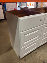 Hampton 18 in. W x 21 in. D x 34.5 in. H Satin White Assembled Bath 3-Drawer Base Cabinet