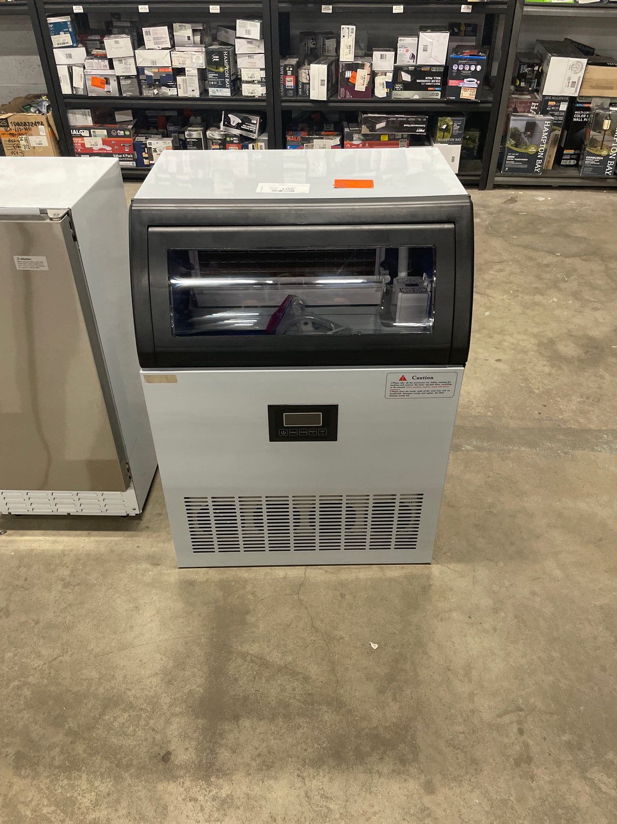 24 in. 300 lbs. Per Day Ice Maker in Silver 7,800 + Ice Cube Daily with Internal Blue LED Lighting and Adjustable Height