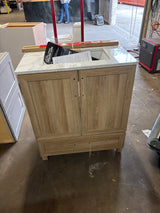 Tobana 30 in. W x 19 in. D x 34.50 in. H Bath Vanity in Weathered Tan with White Cultured Marble Top