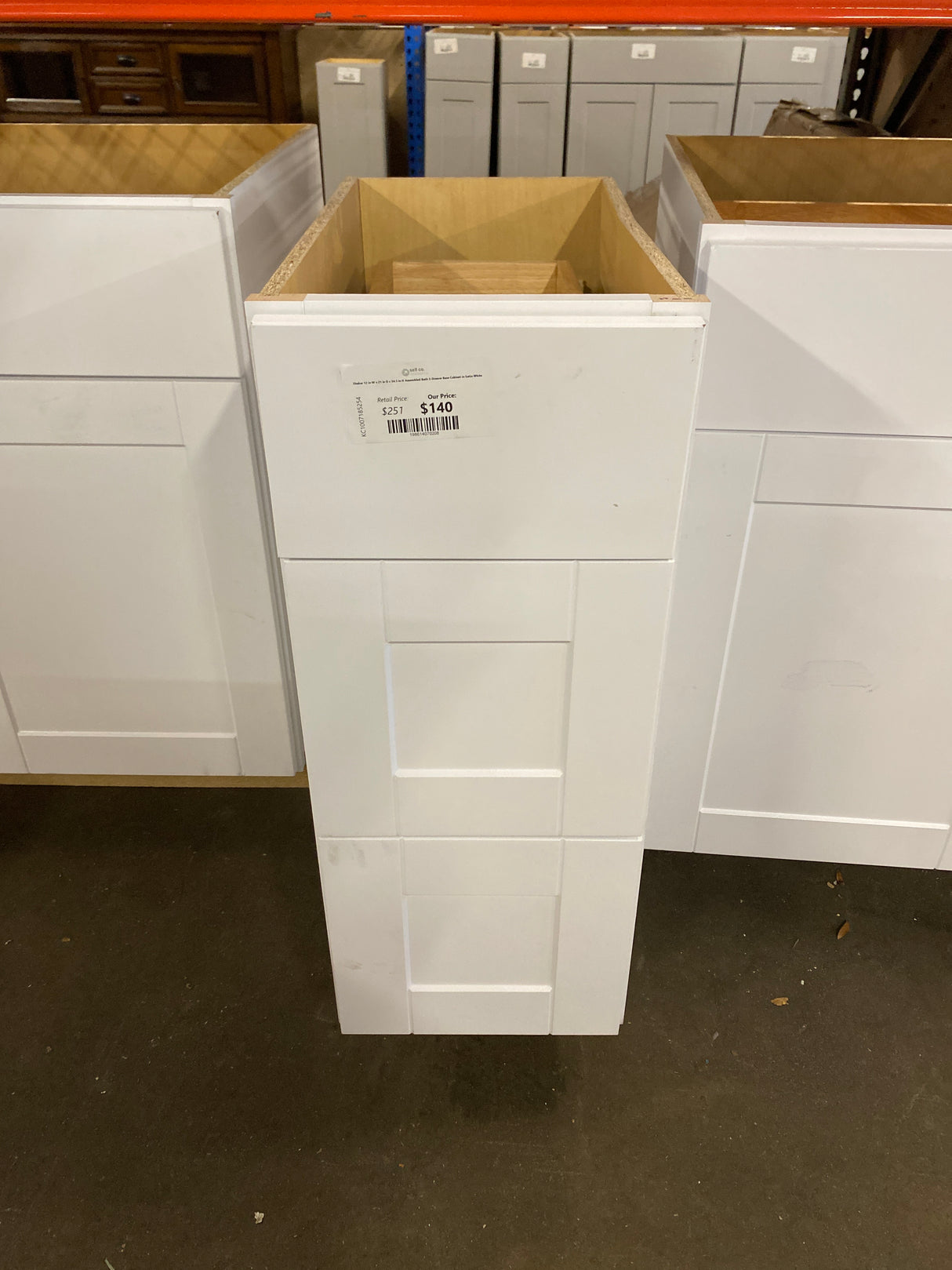 Shaker 12 in W x 21 in D x 34.5 in H Assembled Bath 3-Drawer Base Cabinet in Satin White