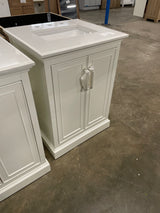 Ravenscroft 25 in. Single Sink Freestanding Bath Vanity in White Swan w/ Carrara White Engineered Stone Top (Assembled)