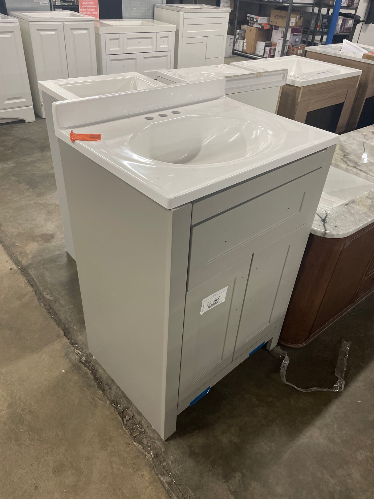 Clady 25 in. W x 19 in. D x 35 in. H Single Sink Freestanding Bath Vanity in Gray with White Cultured Marble Top