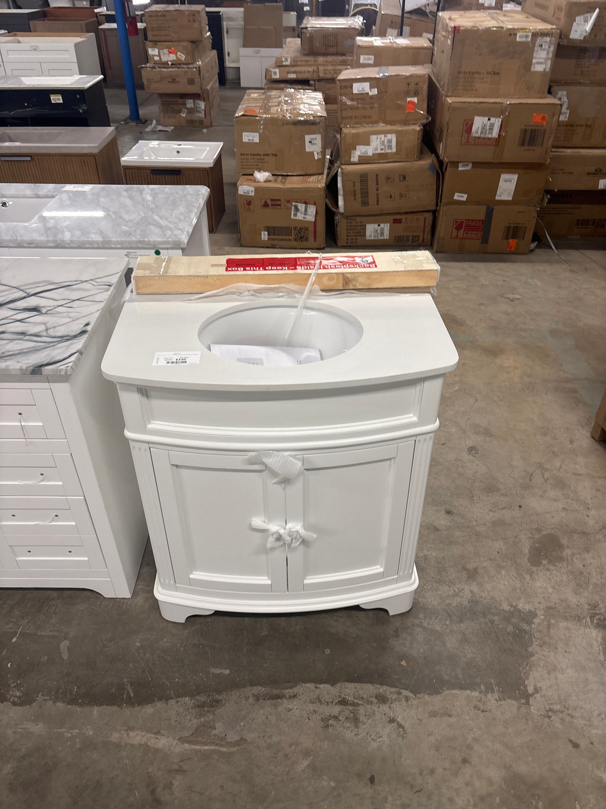 Terryn 31 in. W x 20 in. D x 35 in. H Vanity in White with Engineered White Marble Top and White Sink