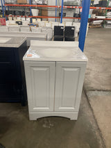 25 in. Single Sink Pearl Gray Bath Vanity with White Cultured Marble Top (Assembled)