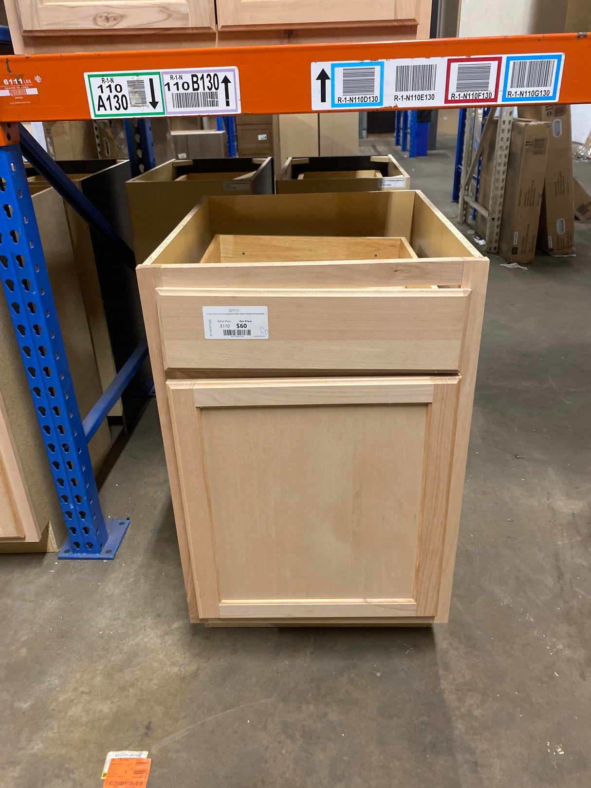 21 in. W x 24 in. D x 34.5 in. H Assembled Base Kitchen Cabinet in Unfinished with Recessed Panel