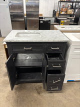 36 in. W Charcoal Gray Freestanding Vanity with Marble Top