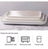 16/14/12 in. White Ceramic Rectangular Large Serving Platter Set for Party Dinner Parties Serving Tray (Set of 3)
