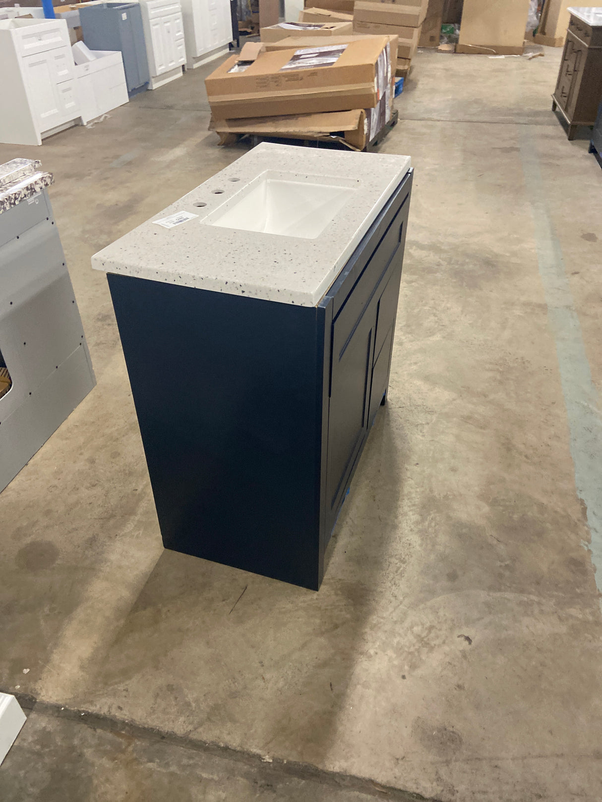 Clady 36.5 in. W x 18.75 in. D Bath Vanity in Deep Blue with Cultured Marble Vanity Top in Silver Ash with White Sink