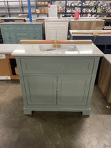 Doveton 36 in. Single Sink Sage Green Bath Vanity with White Engineered Stone Top (Assembled)